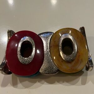 Silver and Multicolor Statement Bracelet it is stretch